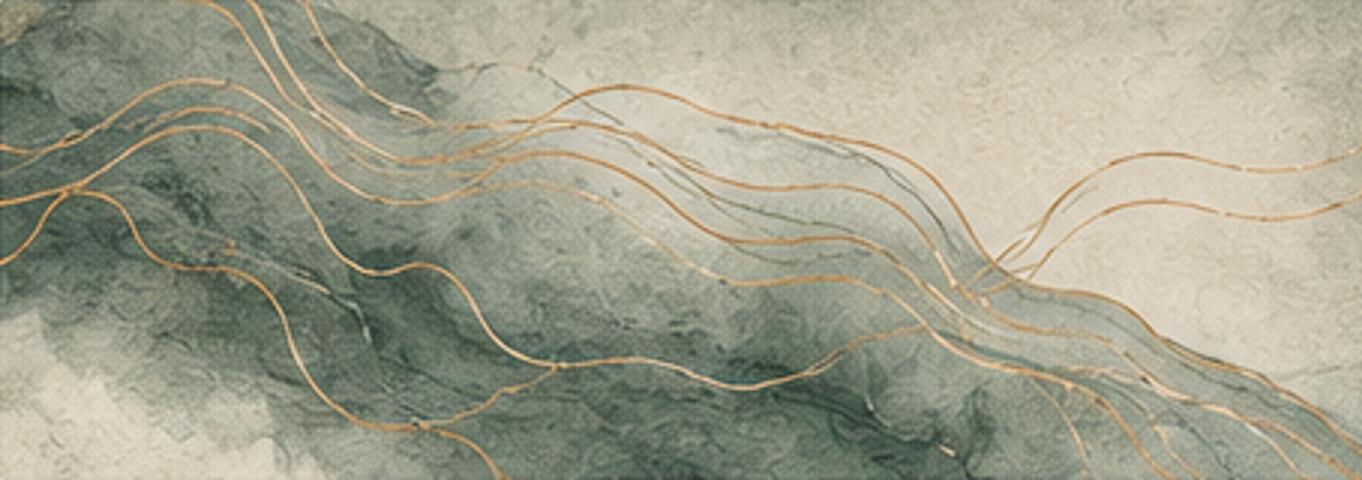 Abstract sage and bronze contour lines